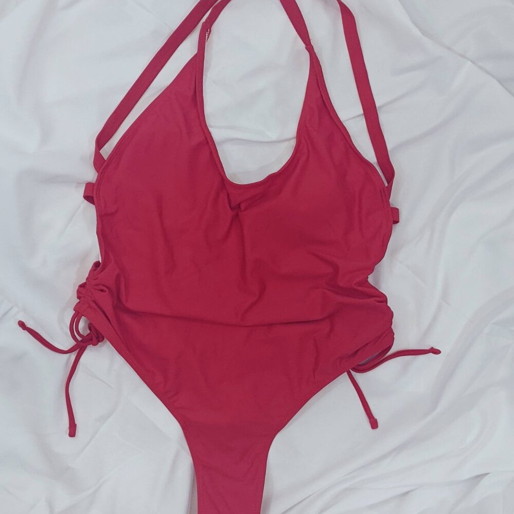 Fire Red One-Piece Swimsuit - Picture 5 of 7